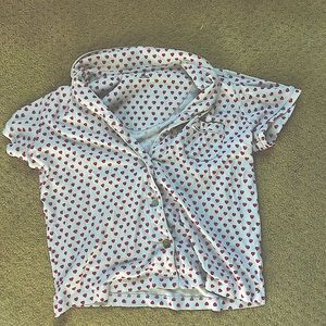 ROLLER RABBIT Pink Hearts Polo Pajama Top